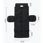 ZAP EG garment bags hanging on a closet rod, made of durable fabric, designed for protecting clothes during travel and storage.