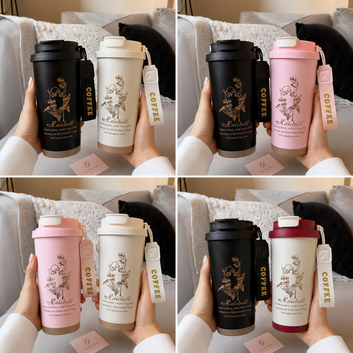 Luxe Floral Thermal Couple Mug — Available in 4 Colors ✨