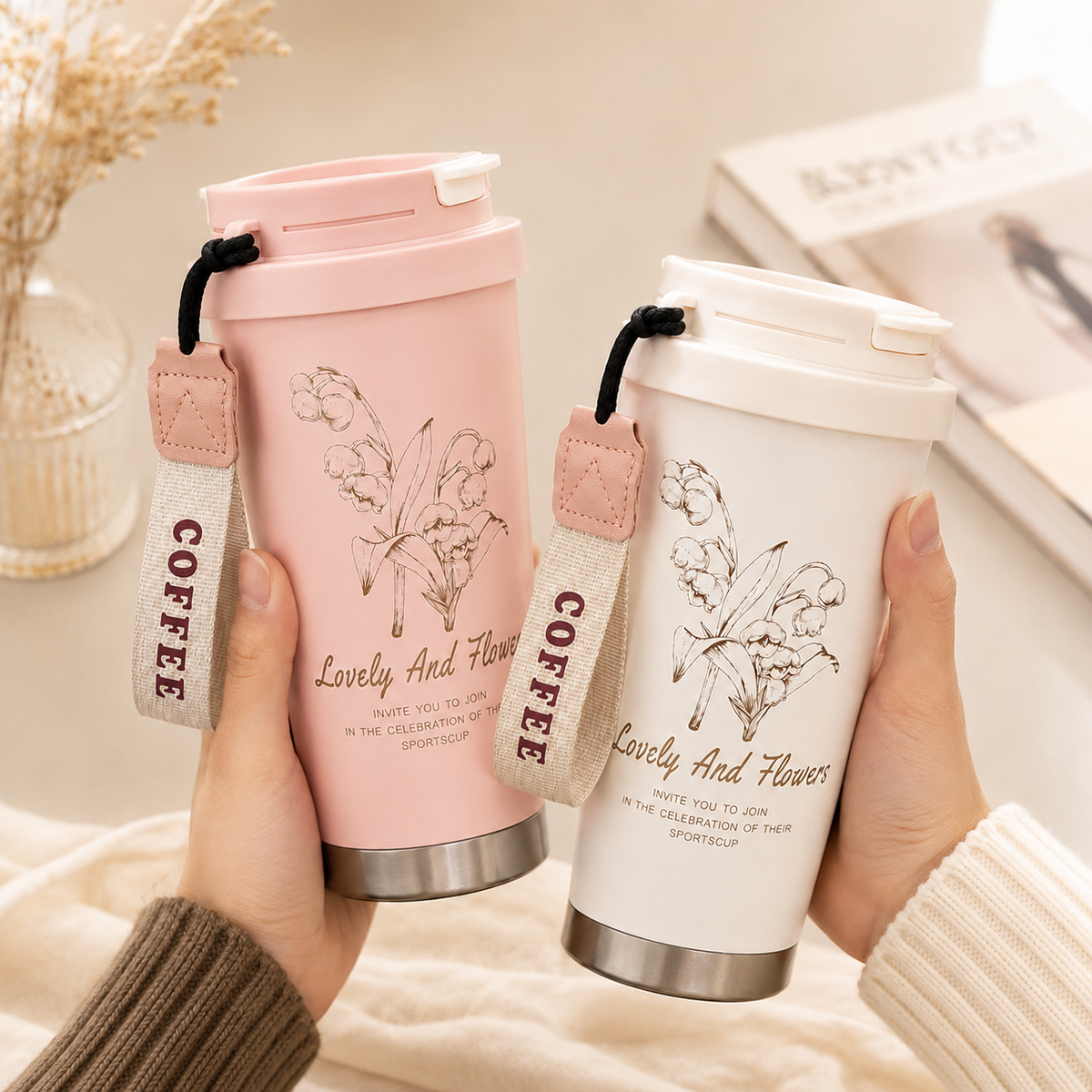 Luxe Floral Thermal Couple Mug — Available in 4 Colors ✨
