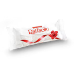 Delicious Raffaelo chocolate from Carrefour, featuring a creamy coconut coating and a whole almond center.