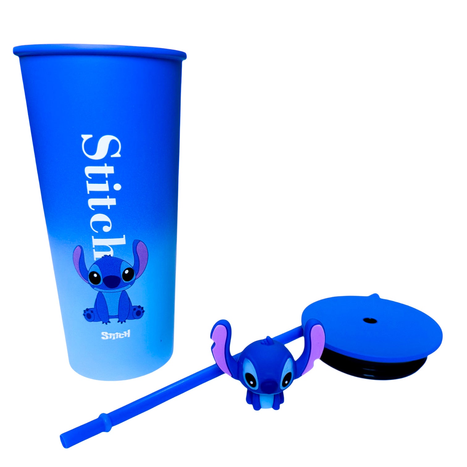 Givana Stitch & Angel stainless steel tumbler with 3D character straw, featuring colorful cartoon design and double-wall insulation