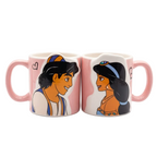 Givana Aladdin and Jasmine couple mugs featuring colorful character illustrations on white ceramic mugs