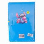 A5 Stitch notebook by Givana featuring a cover with colorful stitched design and spiral binding, open to blank lined pages.
