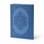 Blue Islamic gift box by Givana with intricate patterns and a lid, designed for special religious or cultural occasions.
