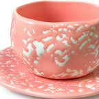 Pink Speckled Coffee Mug with Saucer 💗