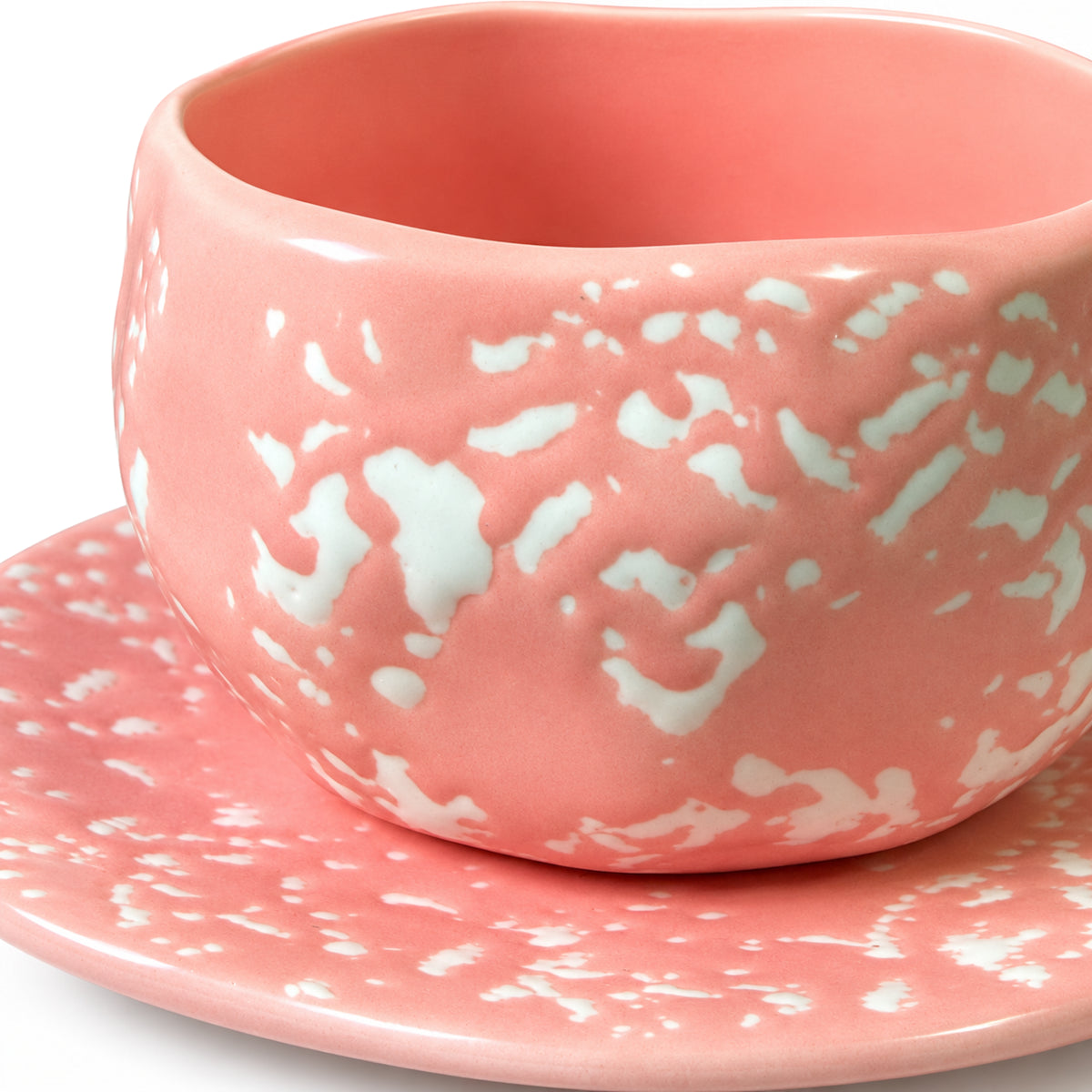 Pink Speckled Coffee Mug with Saucer 💗