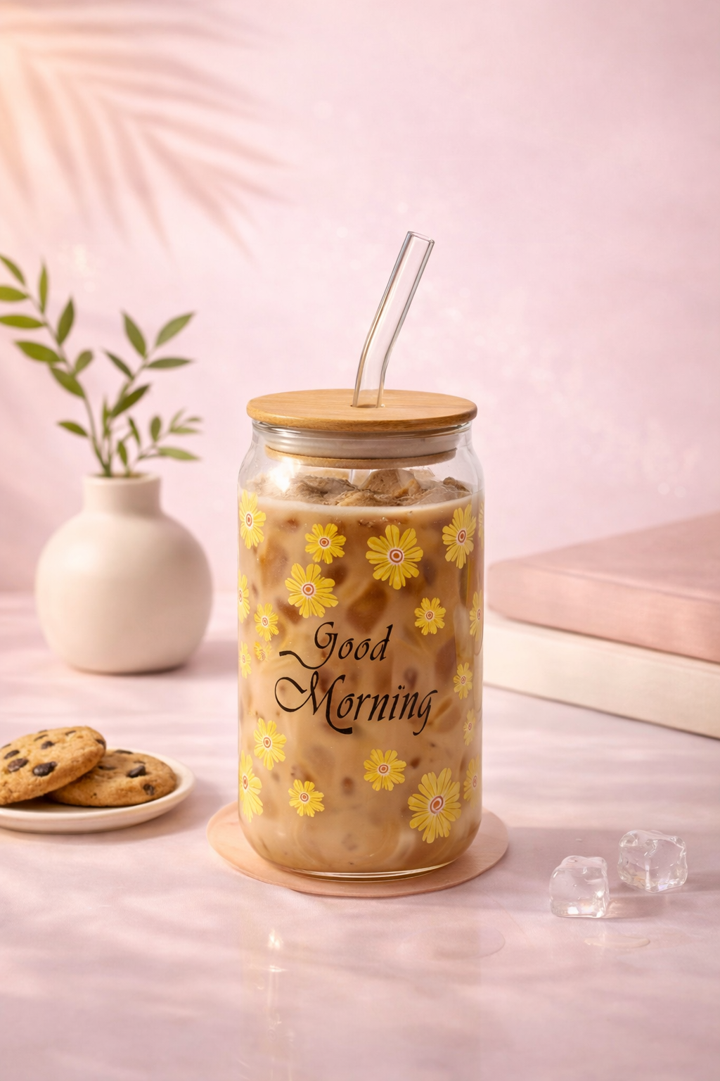 Givana Good Morning Glow Cup with floral design, ceramic mug featuring a cheerful morning message and bright floral accents.