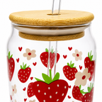 strawberry iced Coffee Glass Cup 🍓✨