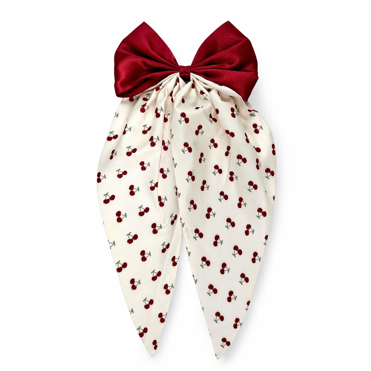 Givana Cherry Babe clip-on bow in vibrant red with cherry design, shown in multiple color options for stylish accessories.