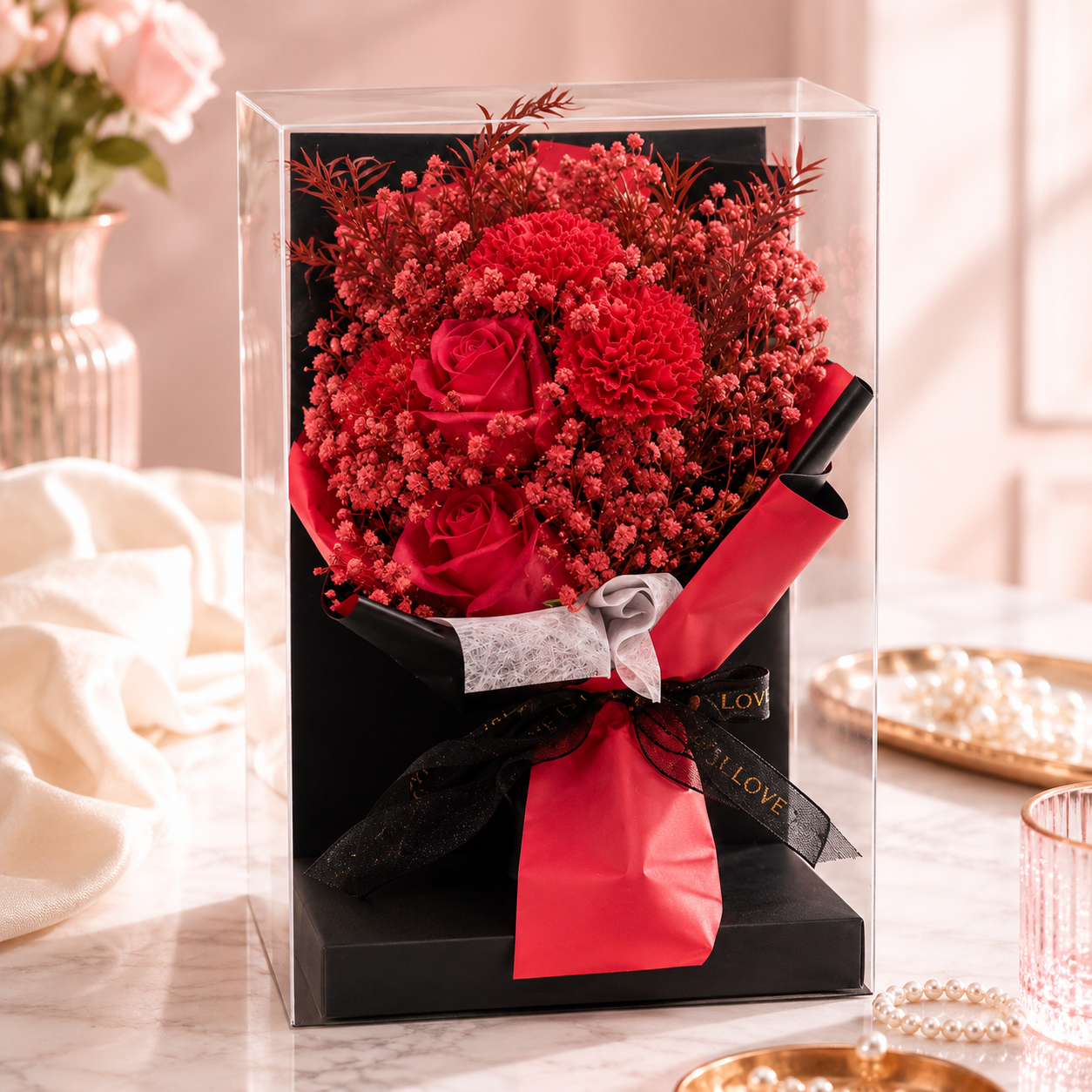 Midnight Red Luxury Bloom Box🌹🖤
