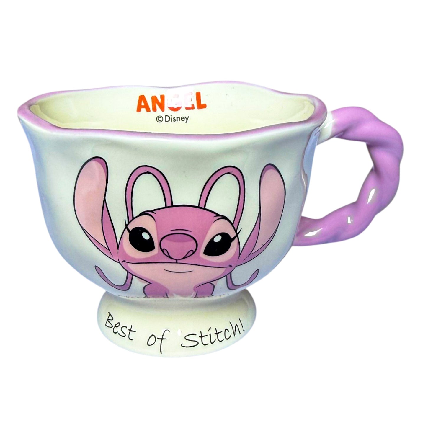 Disney Angel "Best of Stitch" mug by Givana featuring a colorful Stitch design and angel wings on a ceramic mug.