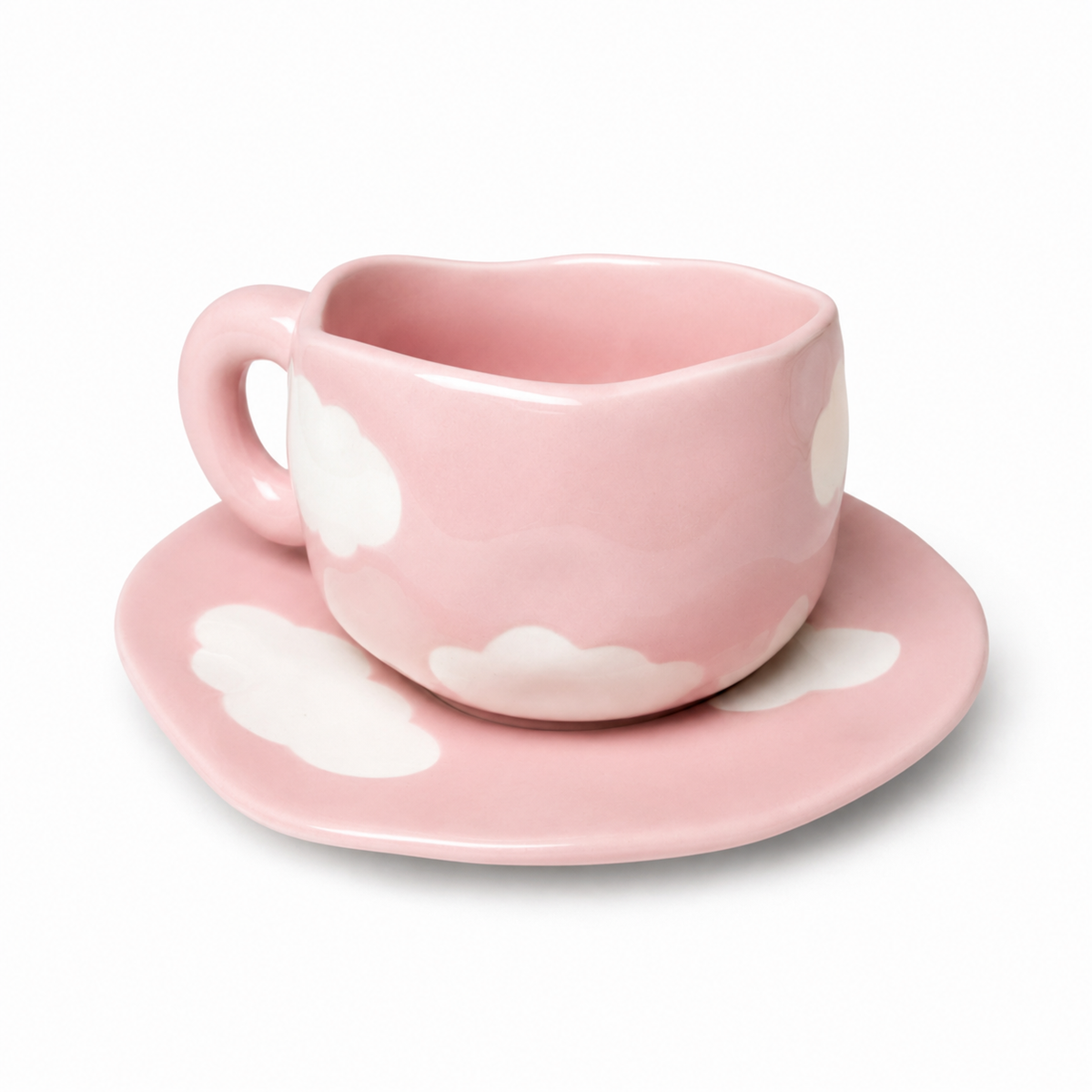 Cloud Ceramic Mug & Saucer 🩵🩷