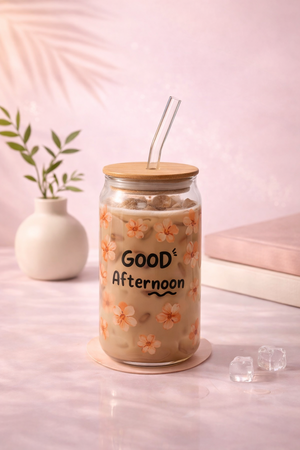 Givana Bloom Mood Glass with floral design and pastel colors, perfect for relaxing and enhancing your mood.