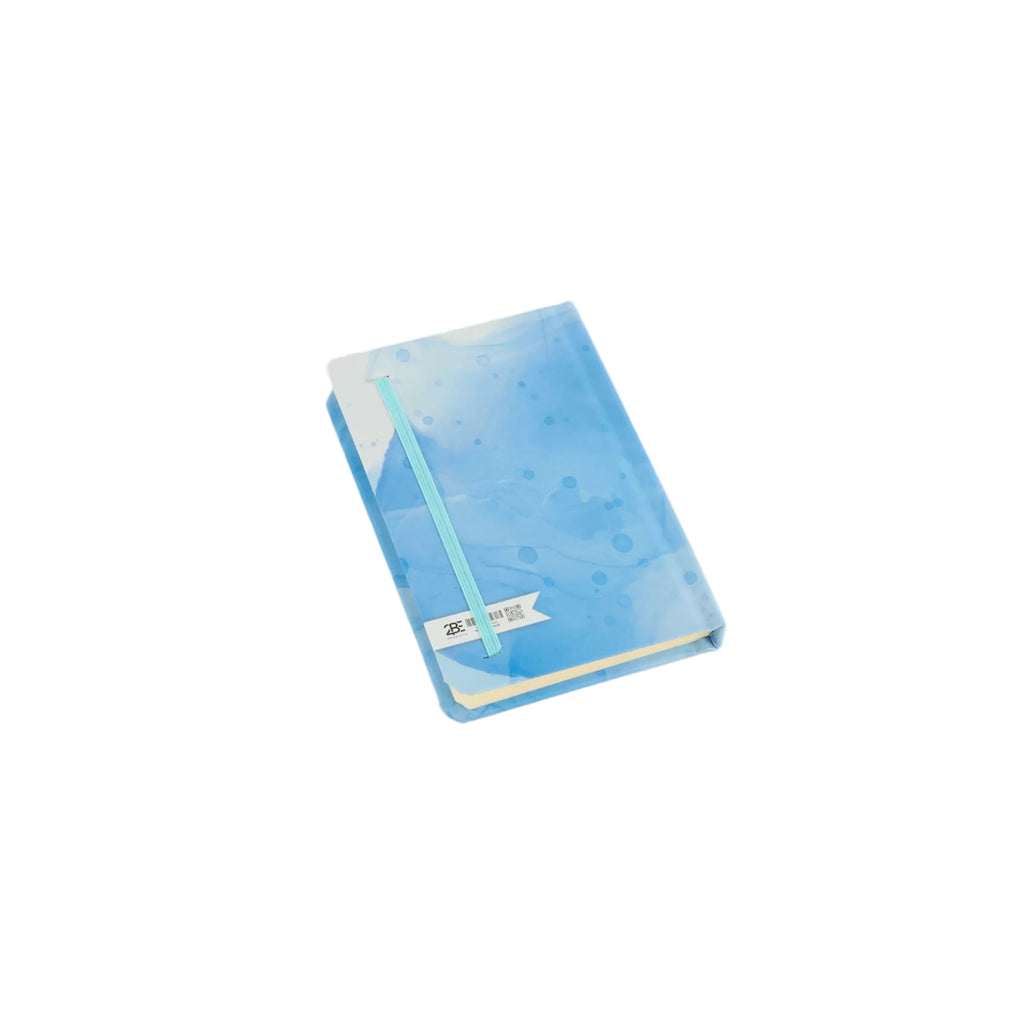 A6 marble notebook by 2BE with a textured cover and blank pages for notes and sketches.
