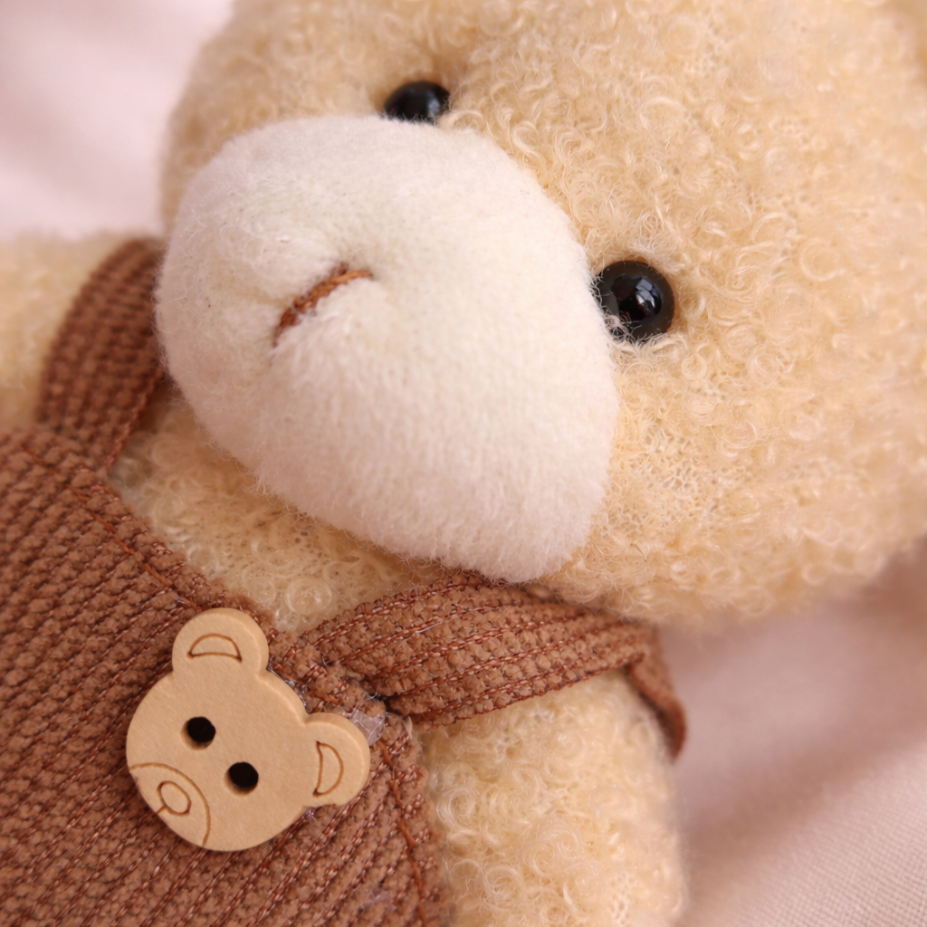 Givana Teddy style keychain with cozy fabric and plush teddy bear design, perfect for adding a cute touch to bags or keys.