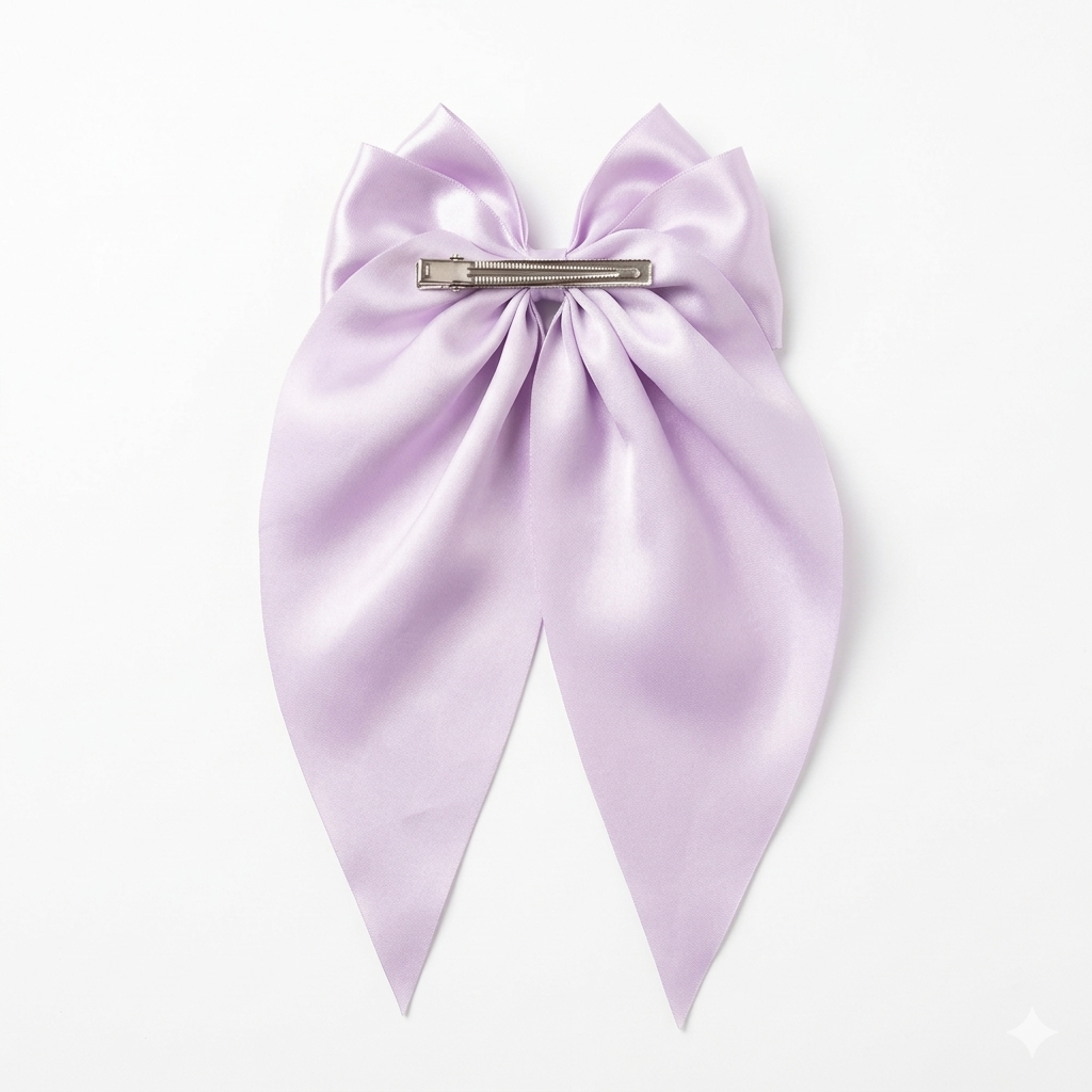 Givana elegant satin ribbon bow hair clip with a large decorative bow, perfect for adding a stylish touch to hairstyles.