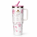 Givana Stanley Rose Luxe no-spill tumbler with a pink floral design, 100% leakproof and made of durable, premium-quality material.