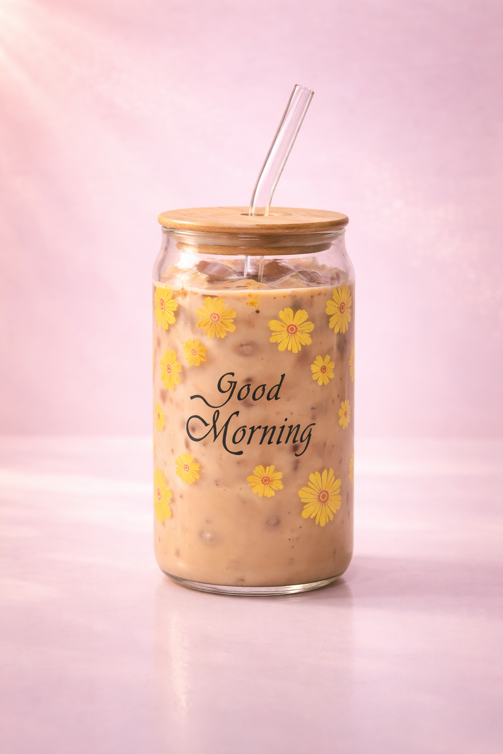 Givana Good Morning Glow Cup with a cheerful floral design and bright yellow handle, perfect for morning beverages.