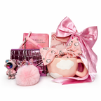 Pink Lovers gift box from Givana with eight surprises, featuring pink-themed items for joyful moments and happiness.