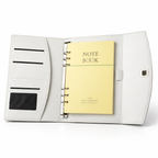 Givana professional leather executive organizer notebook with pen holder and multiple document slots on a sleek black cover.