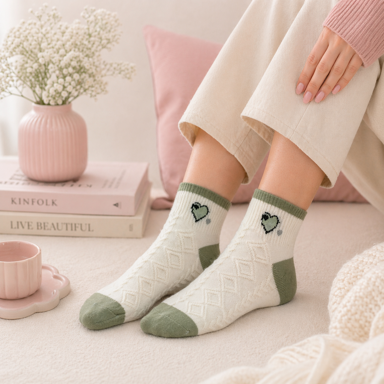 Givana Lucky Mood Socks in five colorful designs, featuring playful patterns and vibrant green accents.