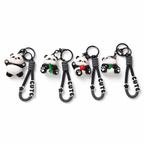 Givana Panda Pop keychain featuring four cute panda designs, made of colorful, soft plastic with detailed panda faces.