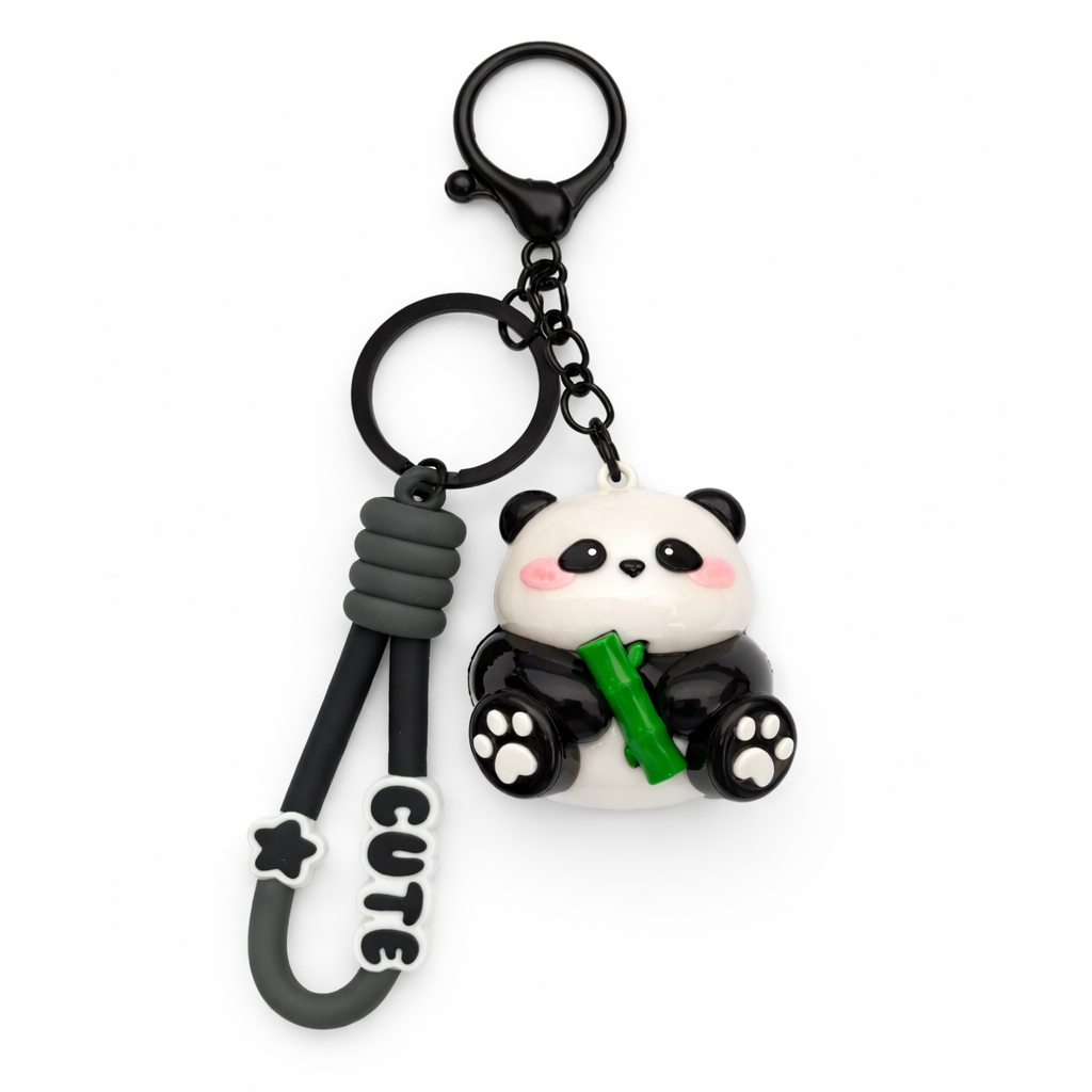 Givana Panda Pop keychain featuring four cute panda design options, compact accessory with adorable panda illustrations.