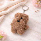 Givana puppy keychain in white and brown with a cute dog design, perfect for keys or bags, featuring a detailed, playful appearance.