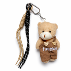 Givana plush teddy bear keychain with soft, brown fabric and small metal keyring, perfect for attaching to bags or keys