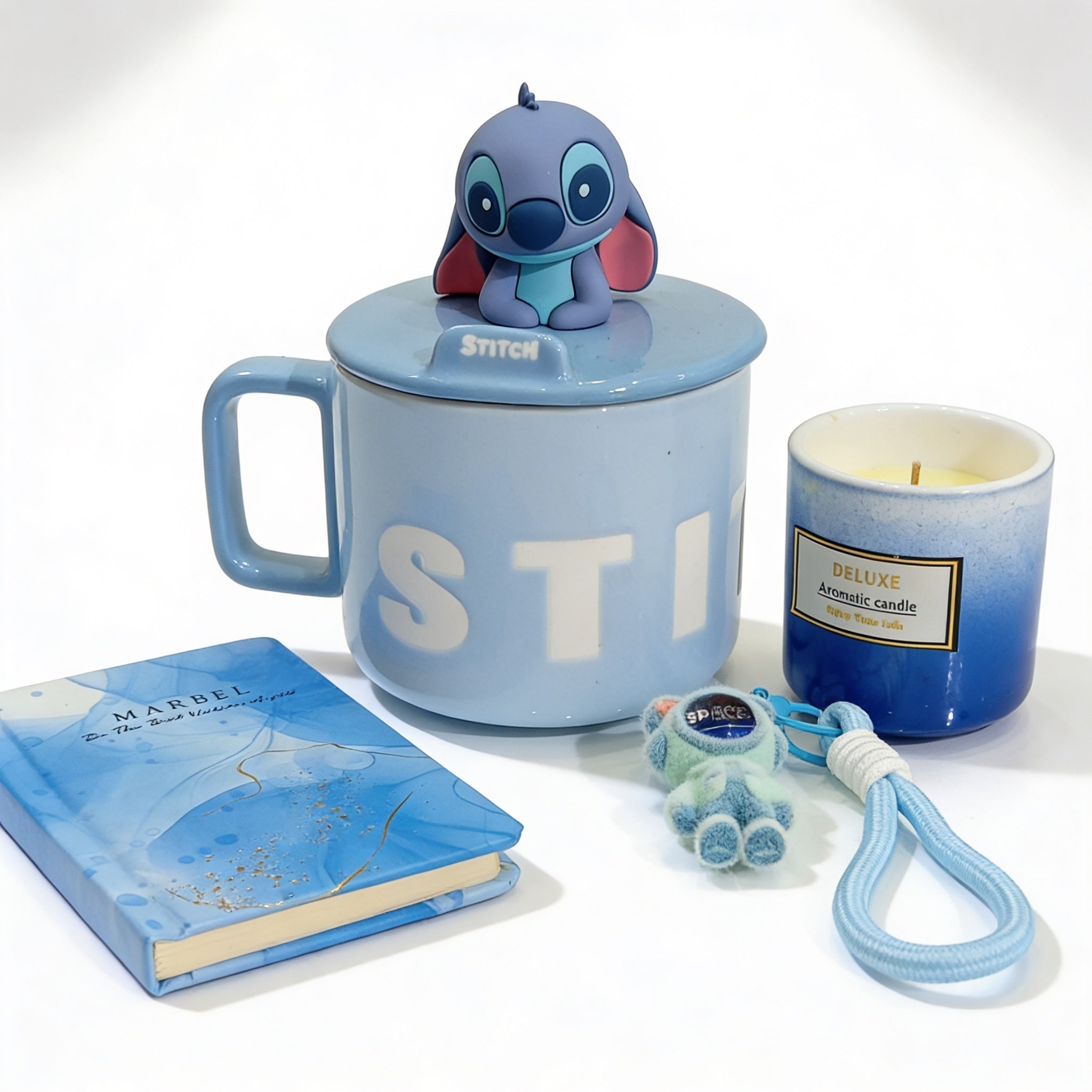 Original Disney Stitch Blue Mug Bundle – 4 Gifts 🩵✨
