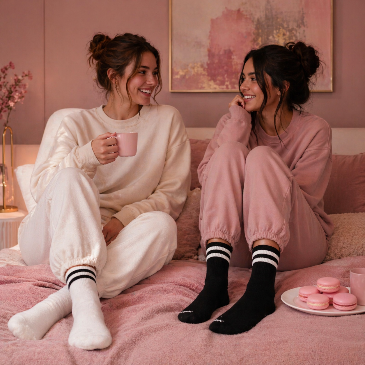 Givana Retro Vibe Crew Socks featuring vibrant patterns, available in two colorful designs, made from comfortable knit fabric.