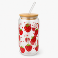 strawberry iced Coffee Glass Cup 🍓✨