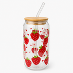 strawberry iced Coffee Glass Cup 🍓✨