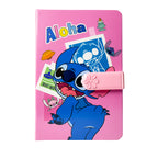 Givana Stitch A5 notebook with a colorful cover and lined pages, resting on a wooden surface.