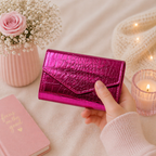 Givana glossy Queen wallet featuring a sleek, shiny finish with multiple card slots and a compact design.