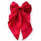 Elegant double-layer silk satin ribbon hair bow by Givana, featuring a smooth, shiny finish and intricate bow design.