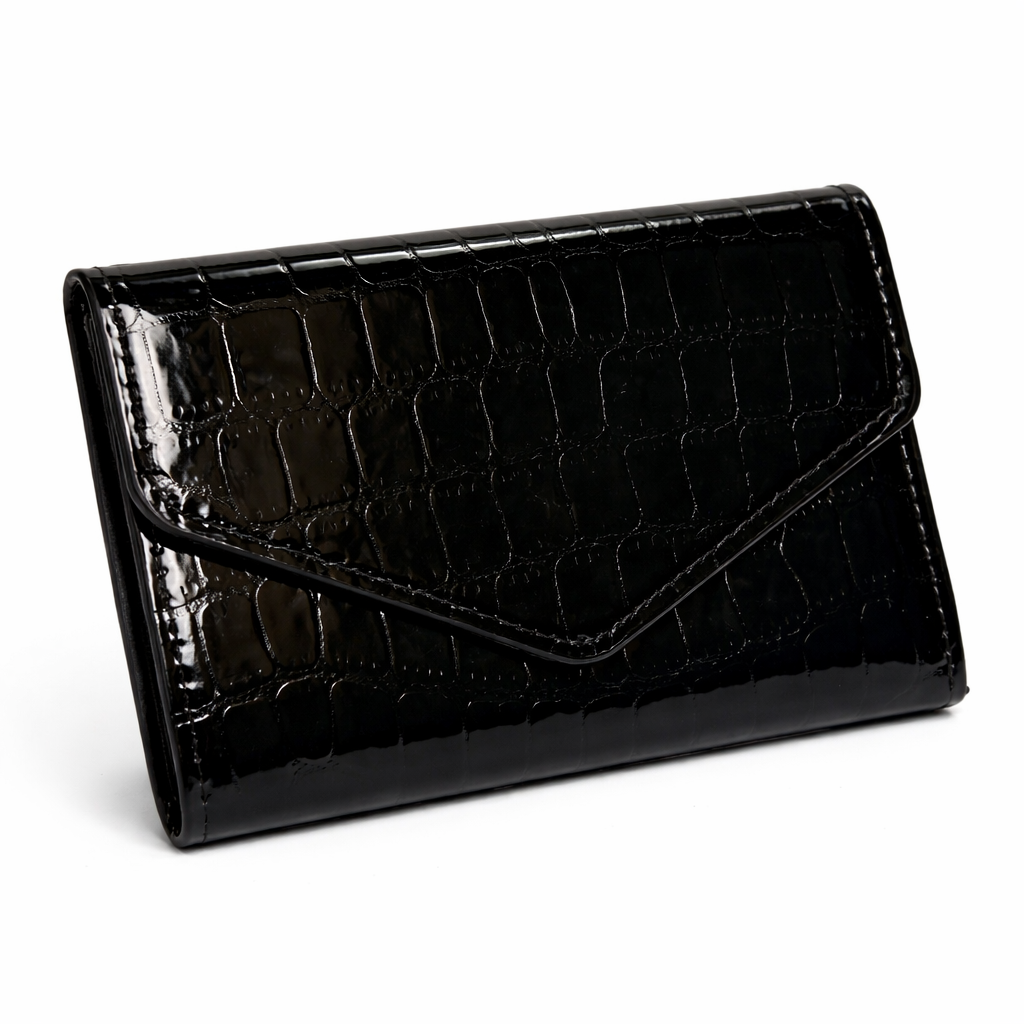 Givana Glossy Queen Wallet showing a sleek, shiny surface with multiple card slots and a compact design.
