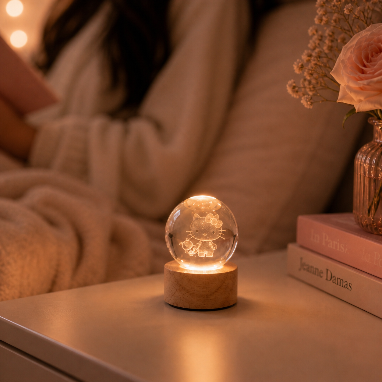 Fall in Love Kitty Glow – Crystal Lamp 💖✨