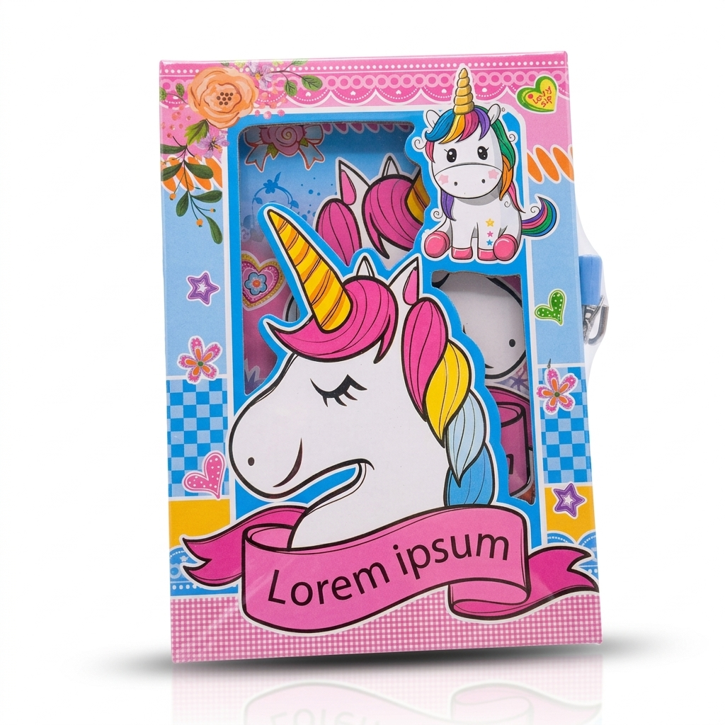A5 unicorn secret diary by Givana featuring a lock and colorful unicorn illustration on the cover.