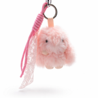 Givana fur bunny keychain featuring a soft, plush bunny with fluffy fur and a metal keyring for attaching keys or accessories.