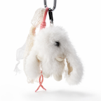 Givana Fur Bunny Keychain featuring a soft, plush bunny with fluffy fur and a metal keyring for attaching keys or bags.