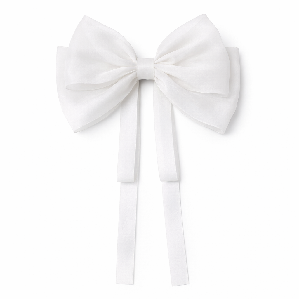 Givana chiffon bow hair clip in soft pastel colors, featuring delicate fabric and a secure alligator clip for styling hair.