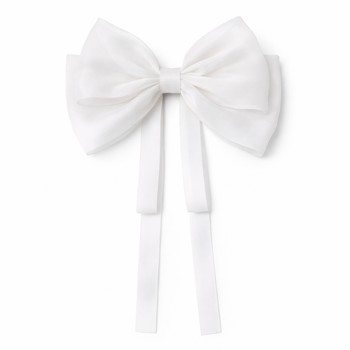 Givana chiffon bow hair clip in soft pastel colors, featuring delicate fabric and a secure alligator clip for styling hair.