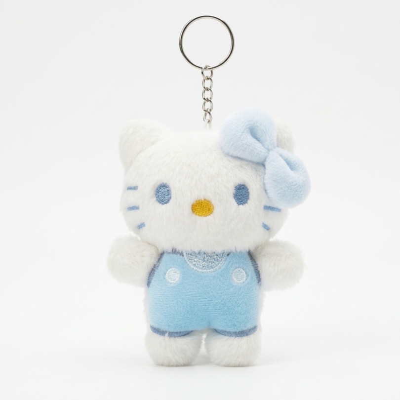 Givana Hello Kitty plush keychain featuring a soft, cuddly pink and white plush toy with a cute Hello Kitty face and bow accessory.