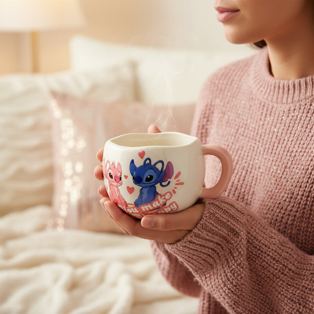 SHEIN Stitch & Angel Aesthetic Mug Set