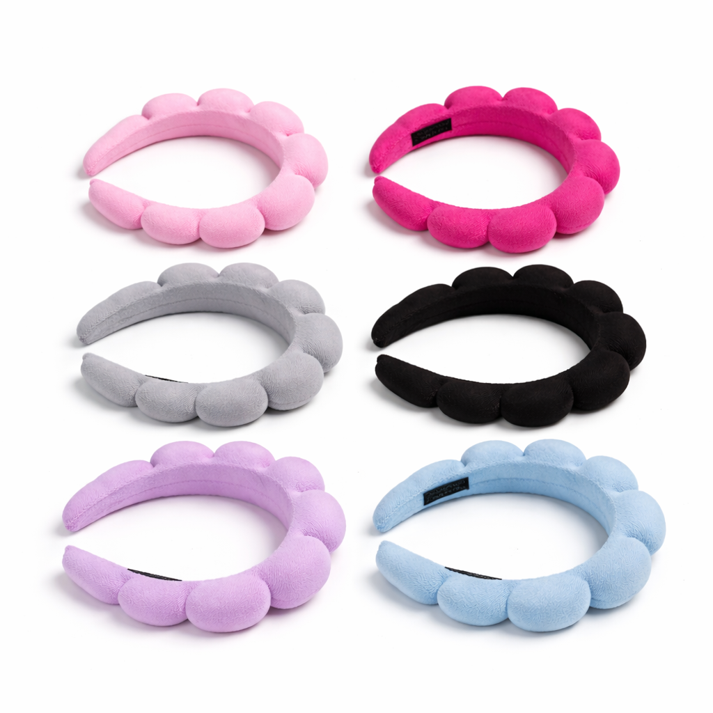 Givana Puffy Spa Skincare Headband in soft fabric, designed to keep hair away during skincare or spa routines.