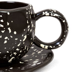Black Speckled Coffee Mug with Saucer 🖤
