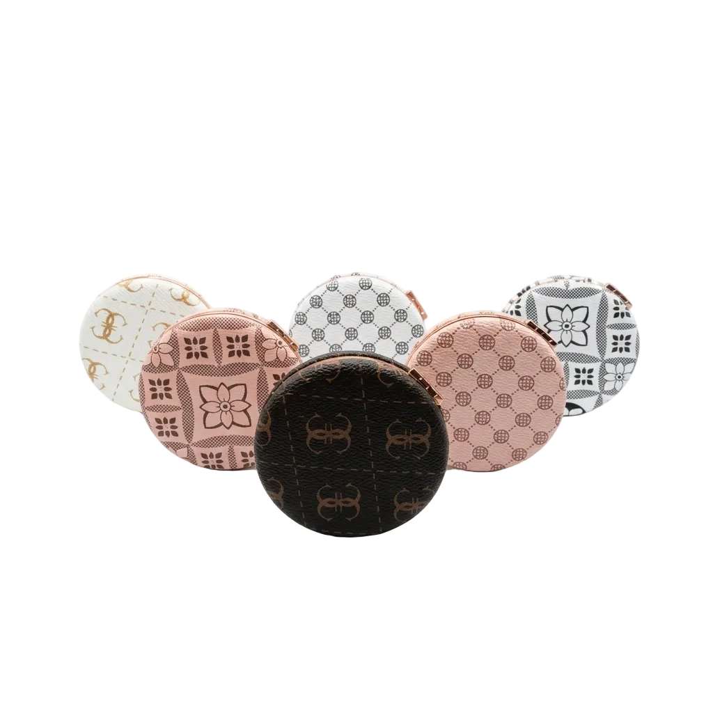 Givana luxury double-sided pocket mirror with decorative design, featuring two reflective surfaces for close-up and full-face viewing.