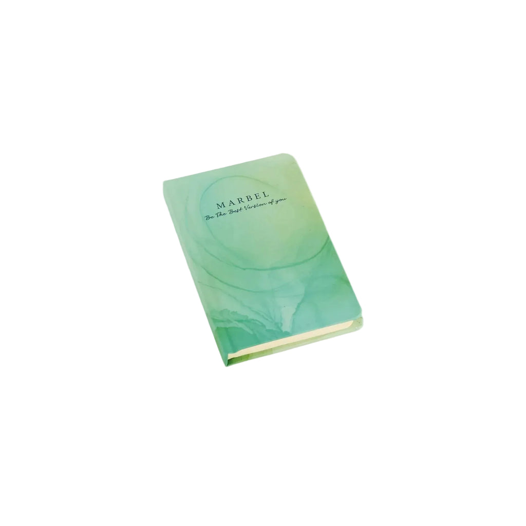 A6 marble notebook by 2BE with a stylish cover design and blank pages for notes and sketches.