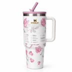 Givana Stanley Cup tumbler mug with straw, 1.18L, stainless steel insulated drink container with a colorful lid and straw.